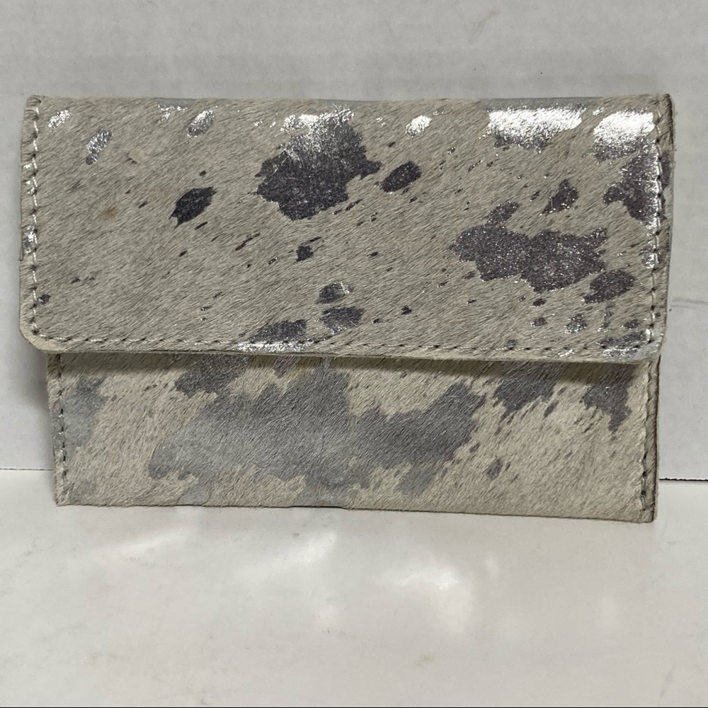 Mer Sea Traveler Cowhide Leather And Canvas Passport Holder Gray  Silver